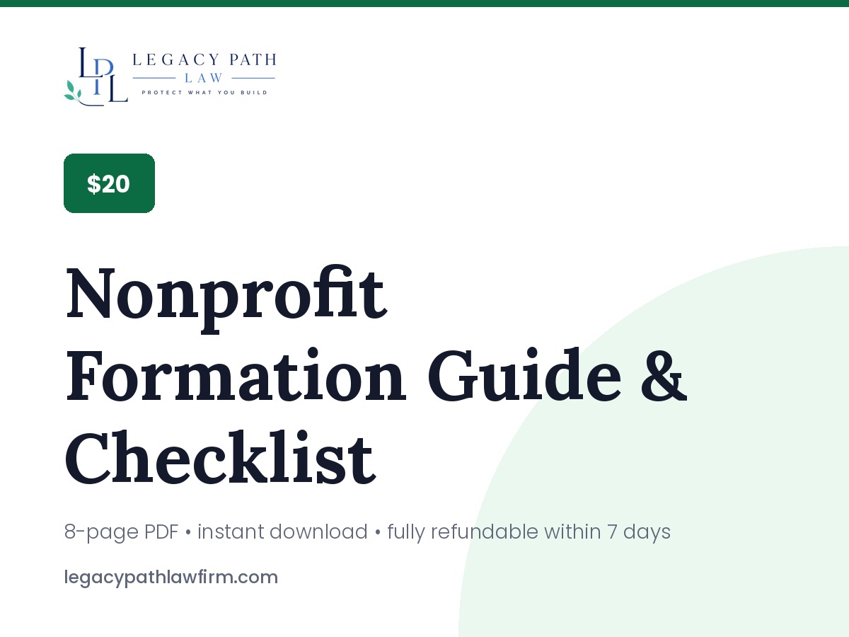Nonprofit Formation Guide & Checklist &mdash; 8-page PDF · instant download · fully refundable within 7 days
