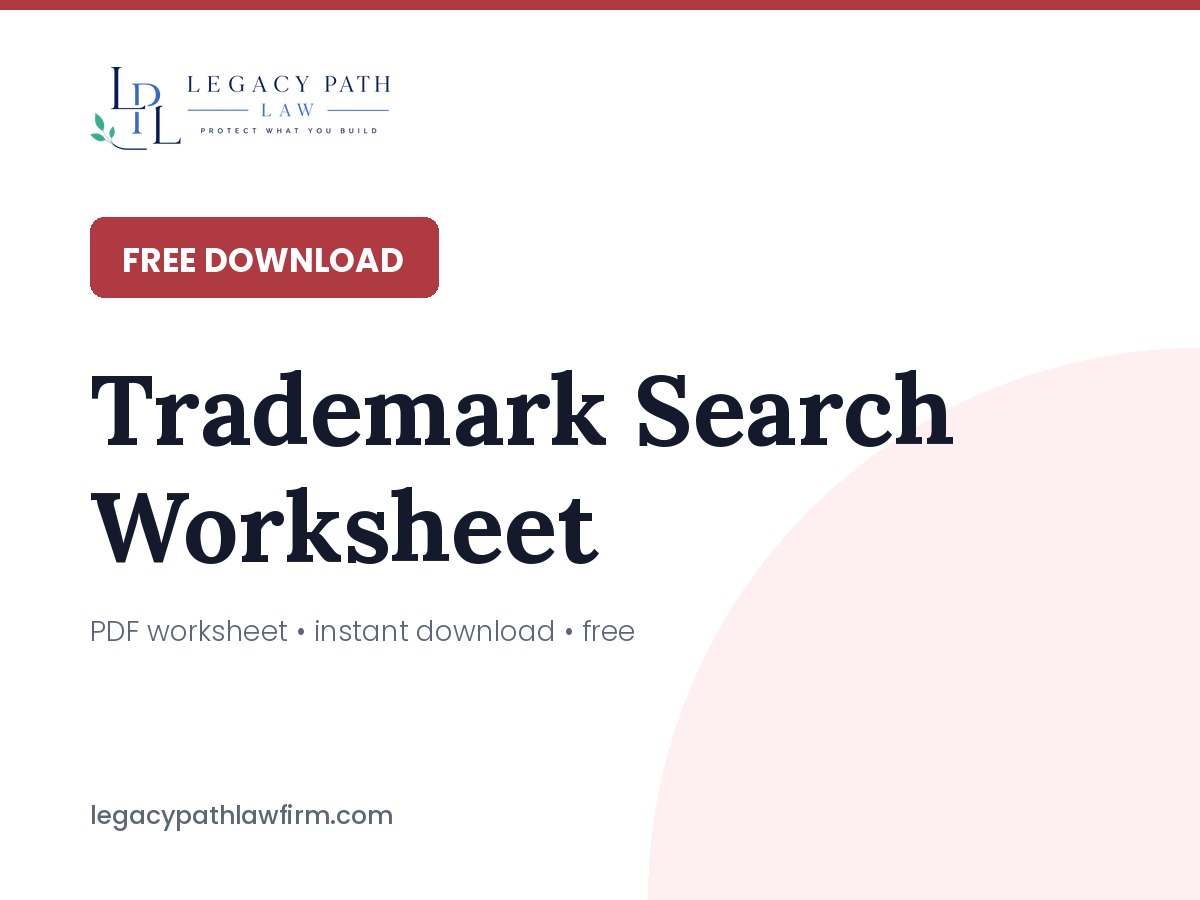 Trademark Search Worksheet &mdash; PDF worksheet · instant download · free